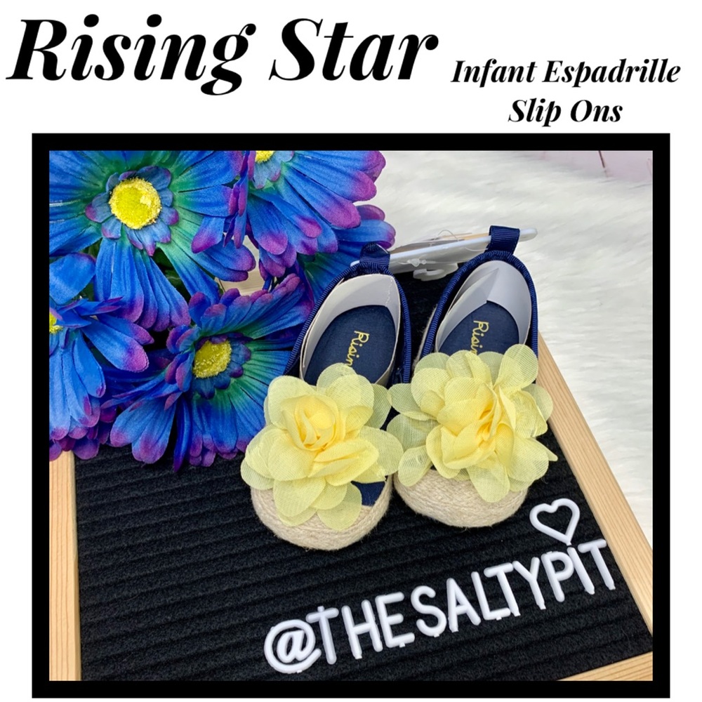 NWT Rising Star Infant Flower Espadrilles, Sz 3